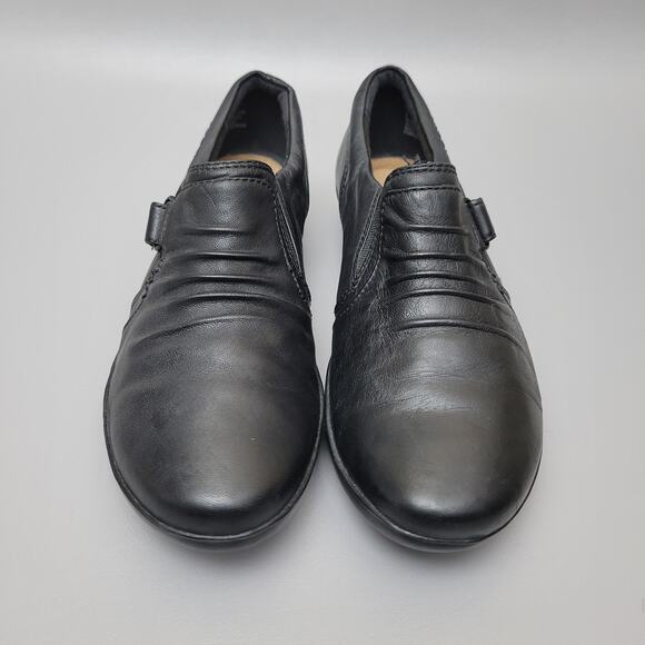 Clarks Collection Womens Flats Size 7.5 M Black Loafer Soft Cushion Pleated - Picture 4 of 9